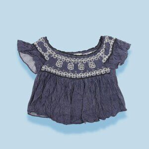 American Eagle Outfitters Women's Blue and Navy Blouse